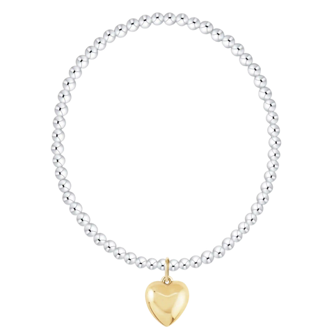 Classic Mixed Metal 3mm Bracelet - Love Plush Gold Charm