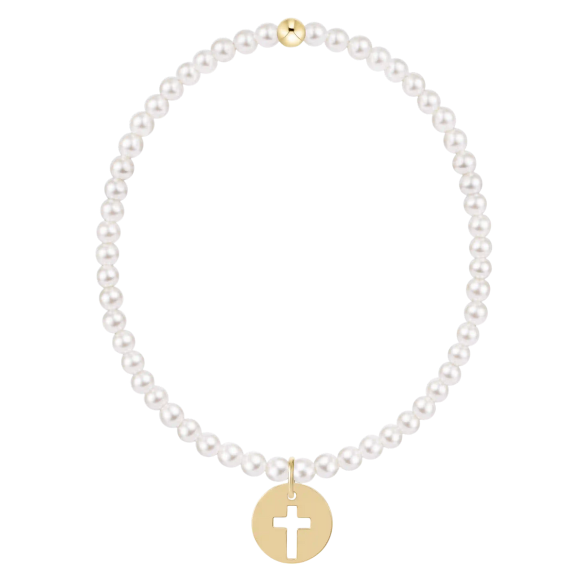 egirl Classic Pearl 3mm Bracelet - Blessed Gold Disc