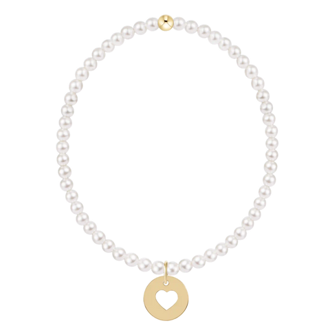 egirl Classic Pearl 3mm Bracelet - Love Gold Disc