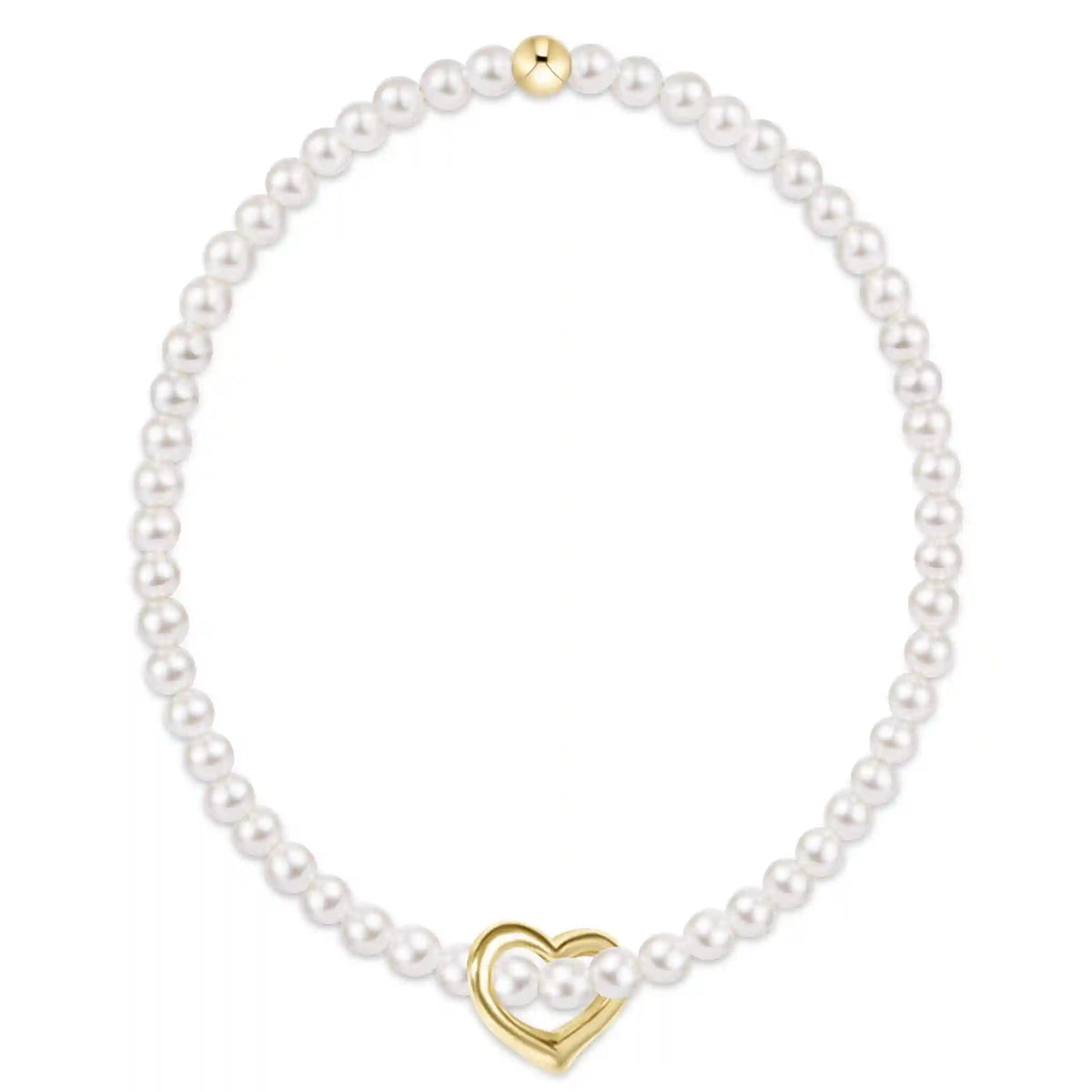 Classic Pearl 3mm Bracelet - Love Gold Charm