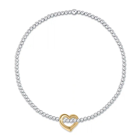 Classic Mixed Metal 2.5mm Bracelet - Love Gold Charm