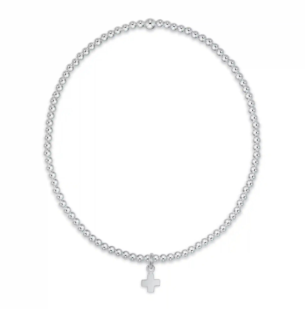 Classic Sterling 2mm Bracelet - Signature Cross Small Sterling Charm