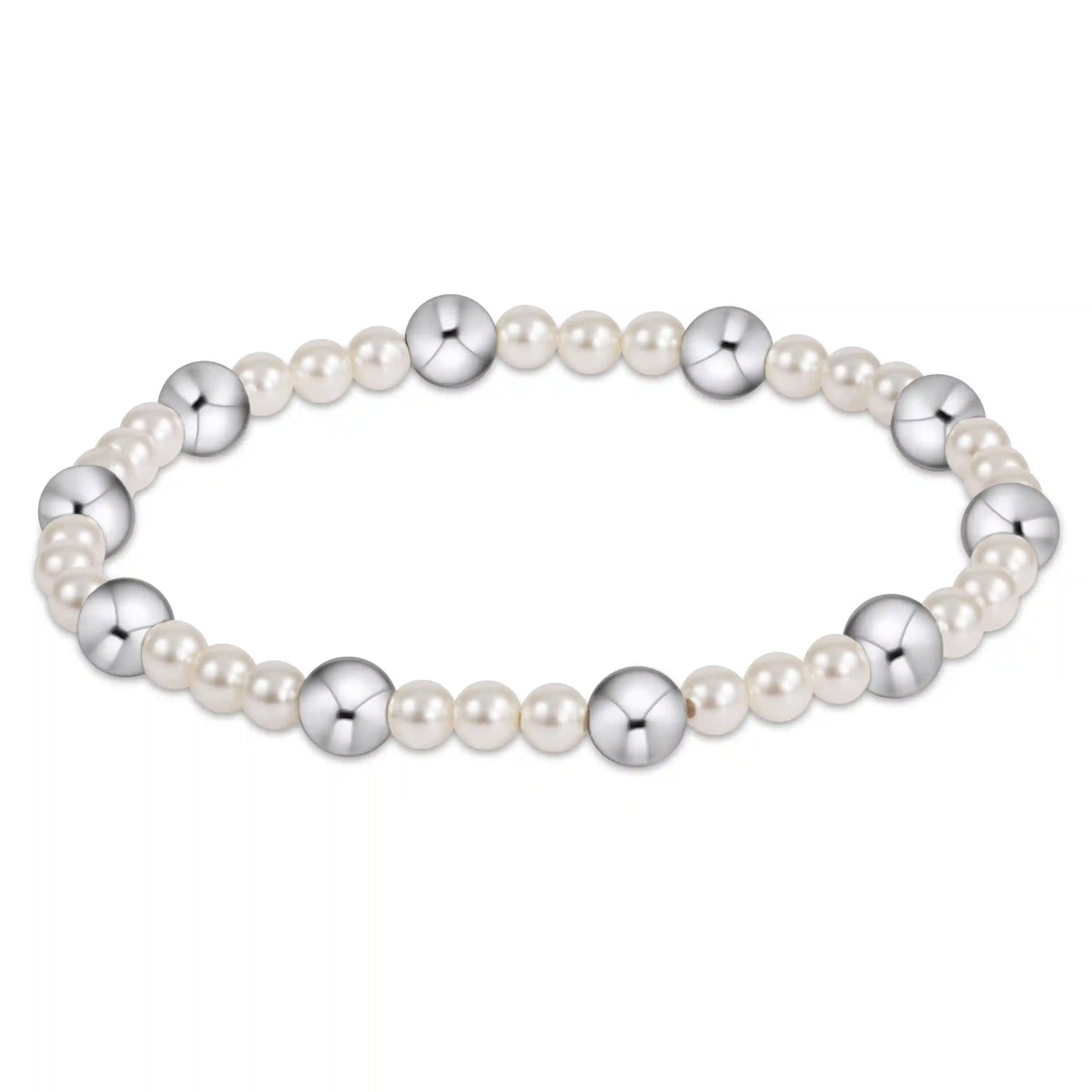 Pearl Sincerity Pattern 4mm Bead Bracelet - 6mm Sterling