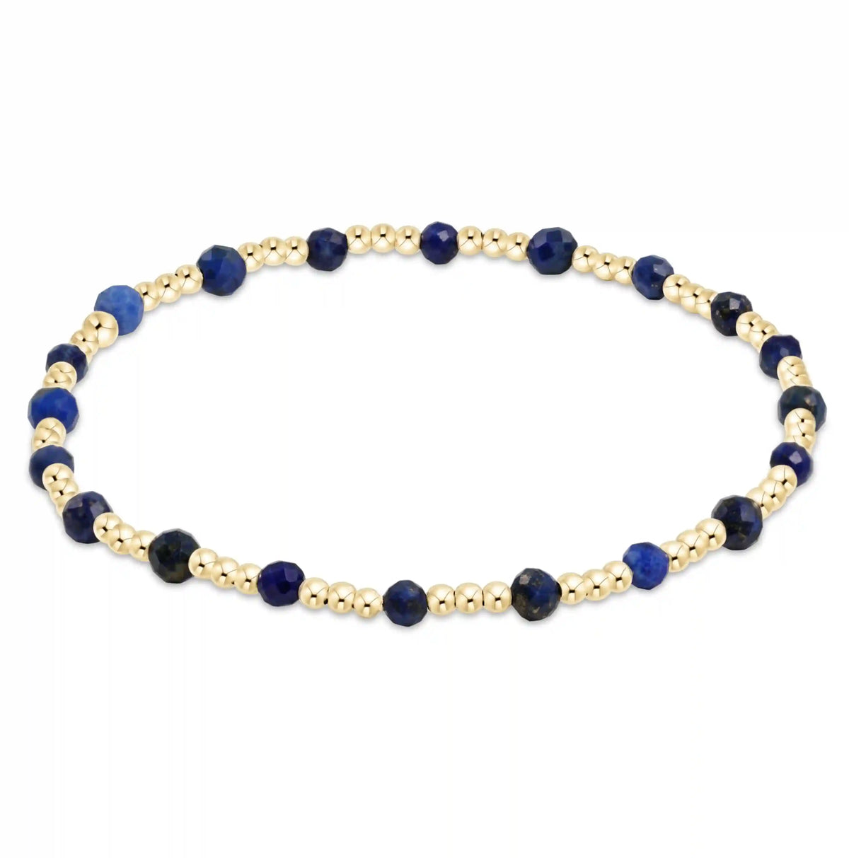 egirl Gemstone Gold Sincerity Pattern 3mm Bead Bracelet - Lapis