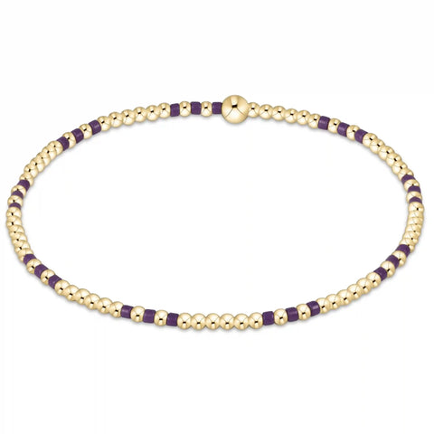 Gameday Hope Joy Pattern 2mm Bead Bracelet - Deep Purple