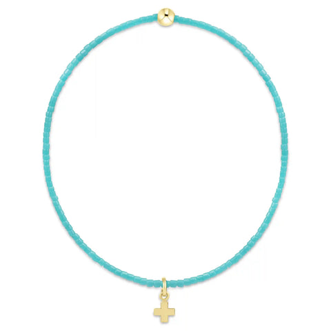 Hope Classic Turquoise Bracelet - Signature Cross Small Gold Charm