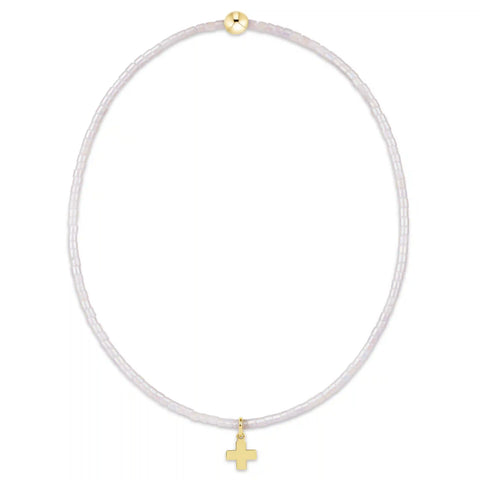 Hope Classic Silky White Bracelet - Signature Cross Small Gold Charm