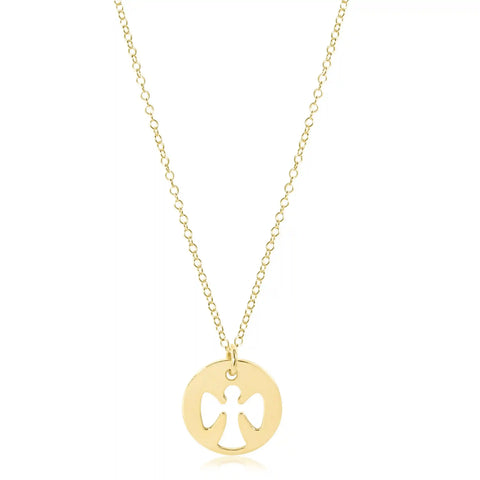 16" necklace gold - guardian angel gold disc