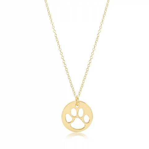 16" Necklace Gold - Paw Print Gold Disc