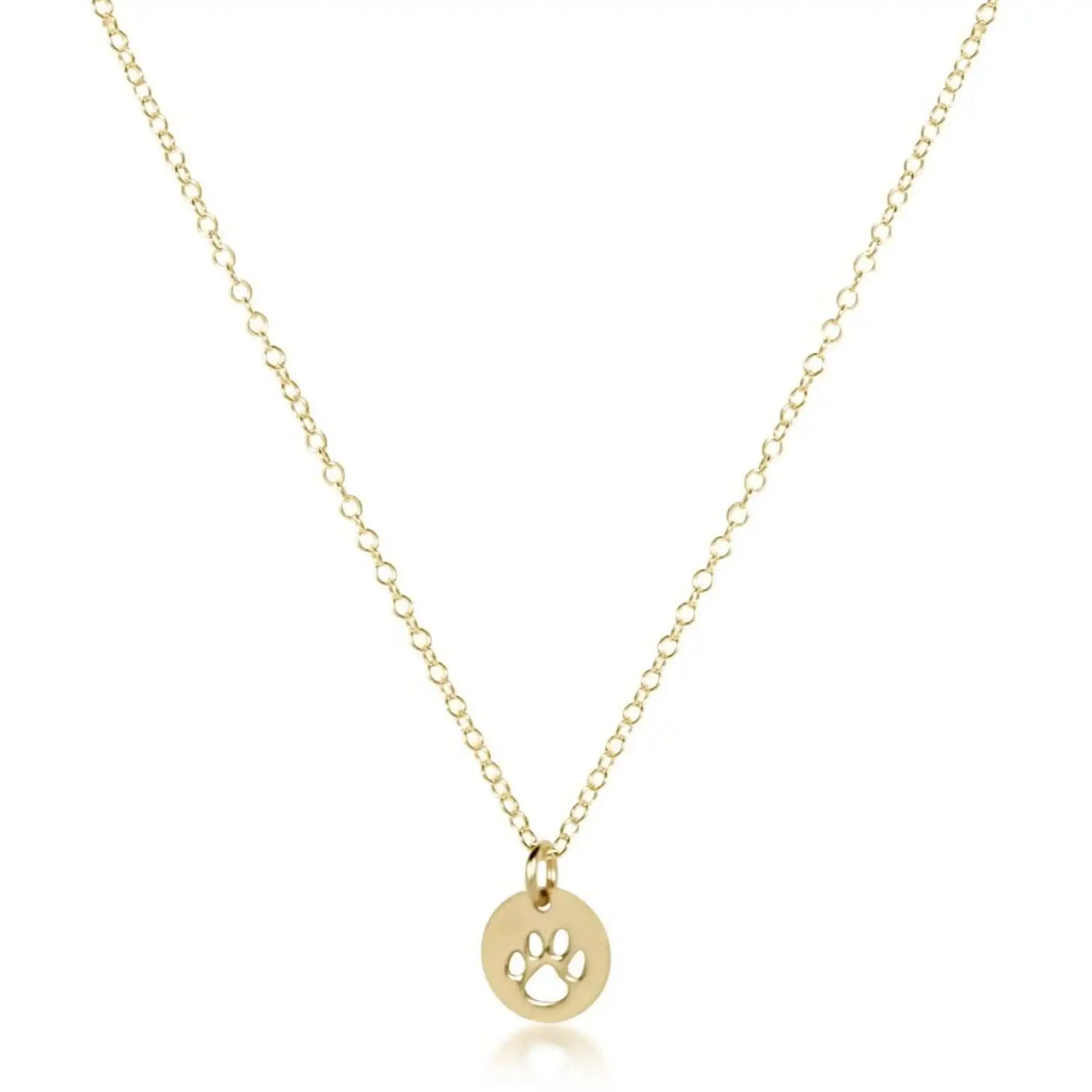 16" Necklace Gold - Paw Print Small Gold Disc