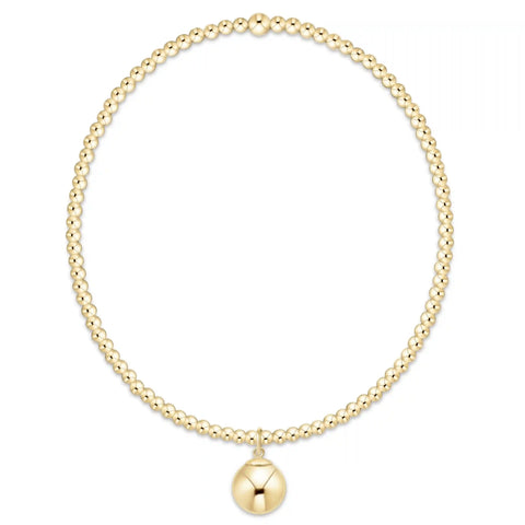 Classic Gold 2mm Bracelet - Classic Gold 8mm Charm