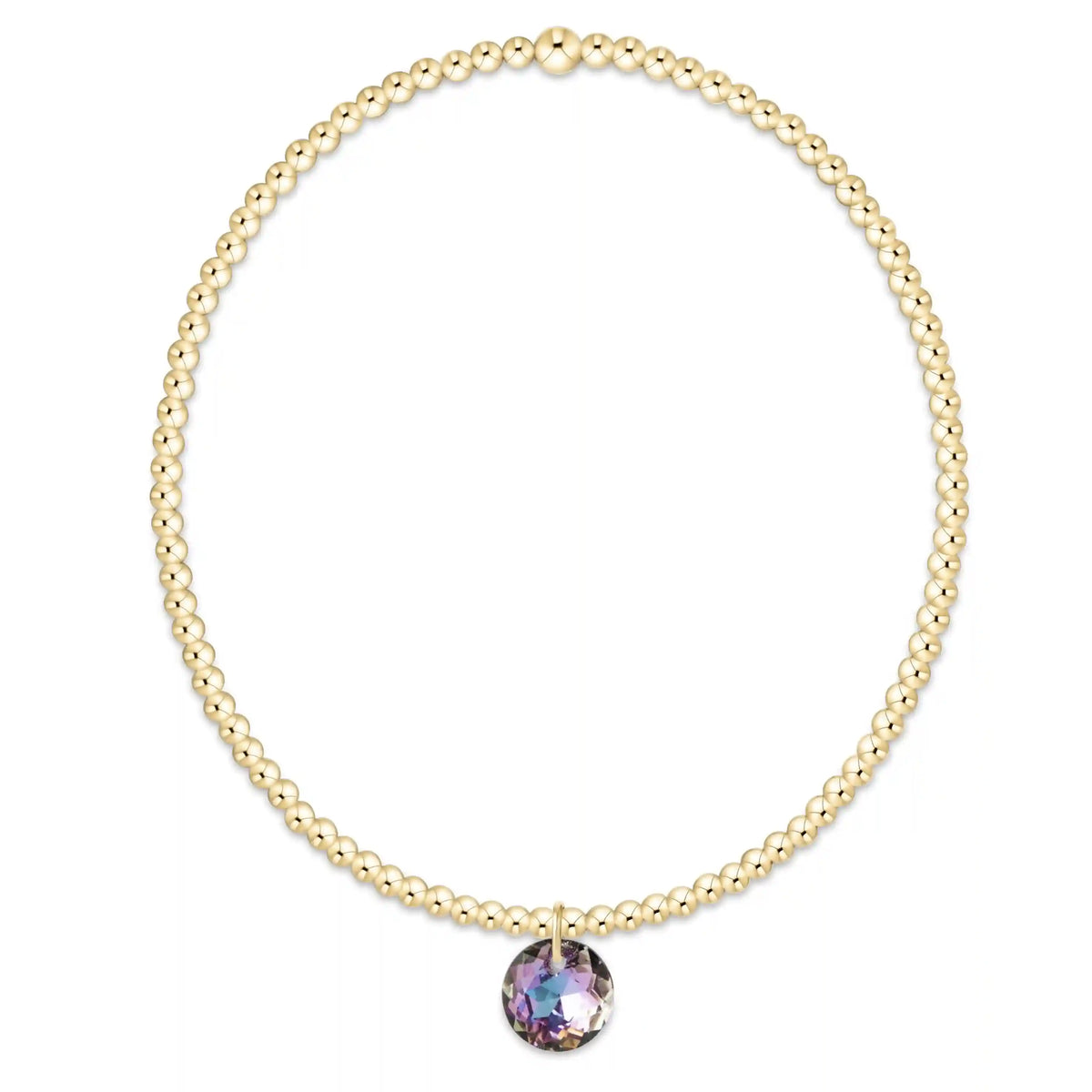 Classic Gold 2mm Bracelet - Reflection Small Charm - 06