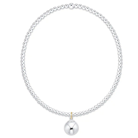 Classic Sterling 2mm Bracelet - Classic Sterling 8mm Charm