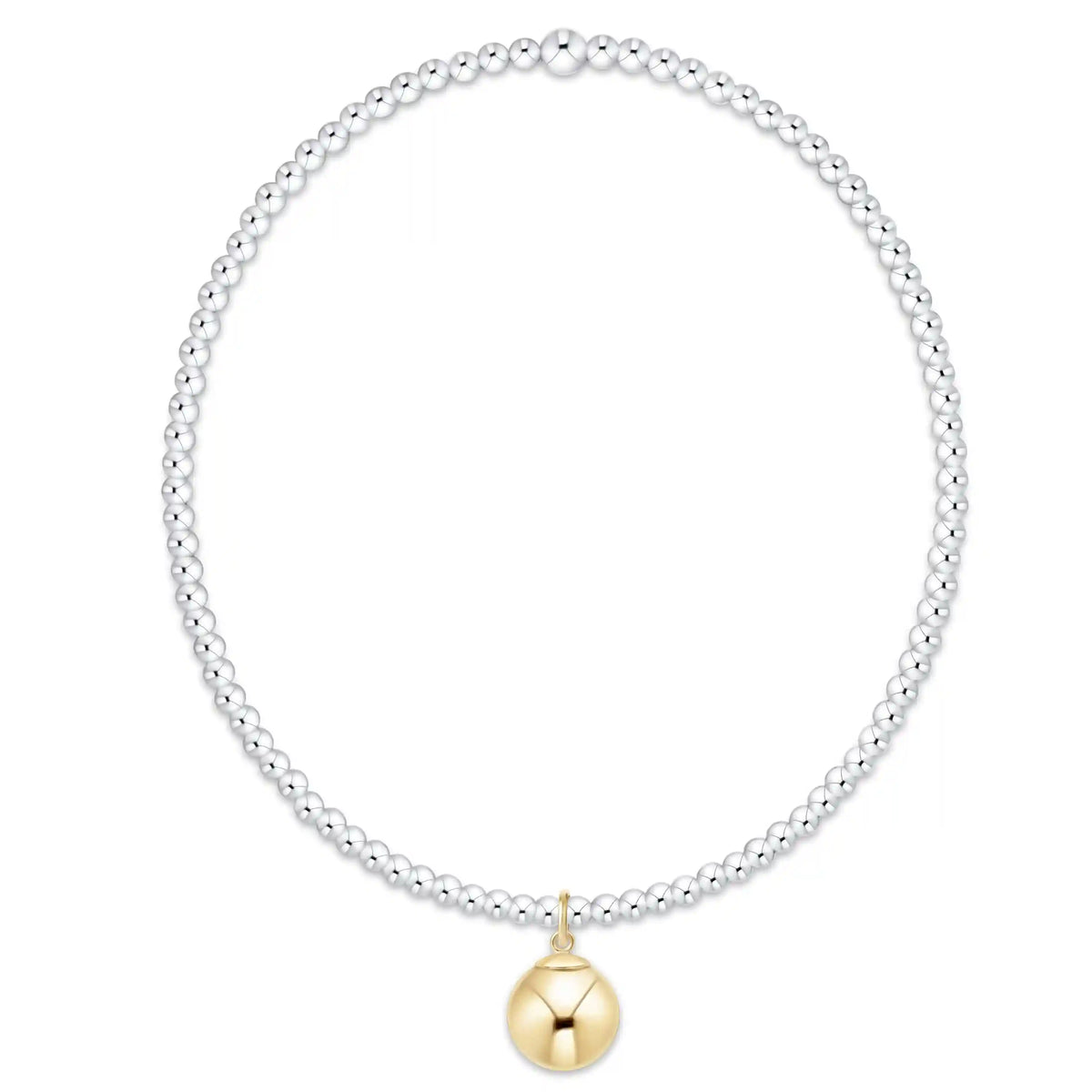 Classic Mixed Metal 2mm Bracelet - Classic Gold 8mm Charm