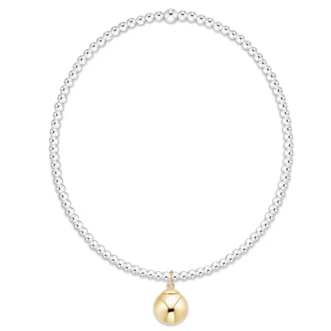 Classic Mixed Metal 2mm Bracelet - Classic Gold 8mm Charm