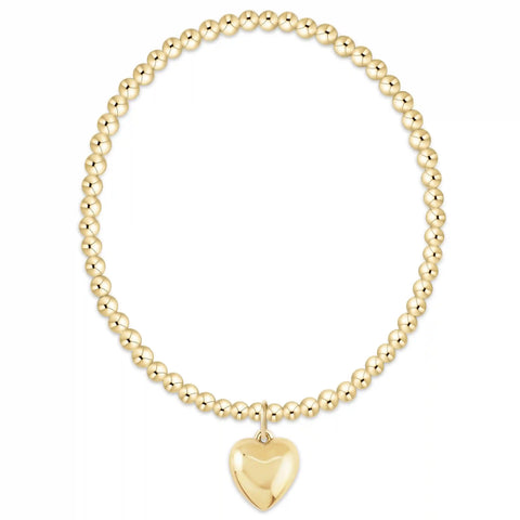 Classic Gold 3mm Bracelet - Love Plush Gold Charm