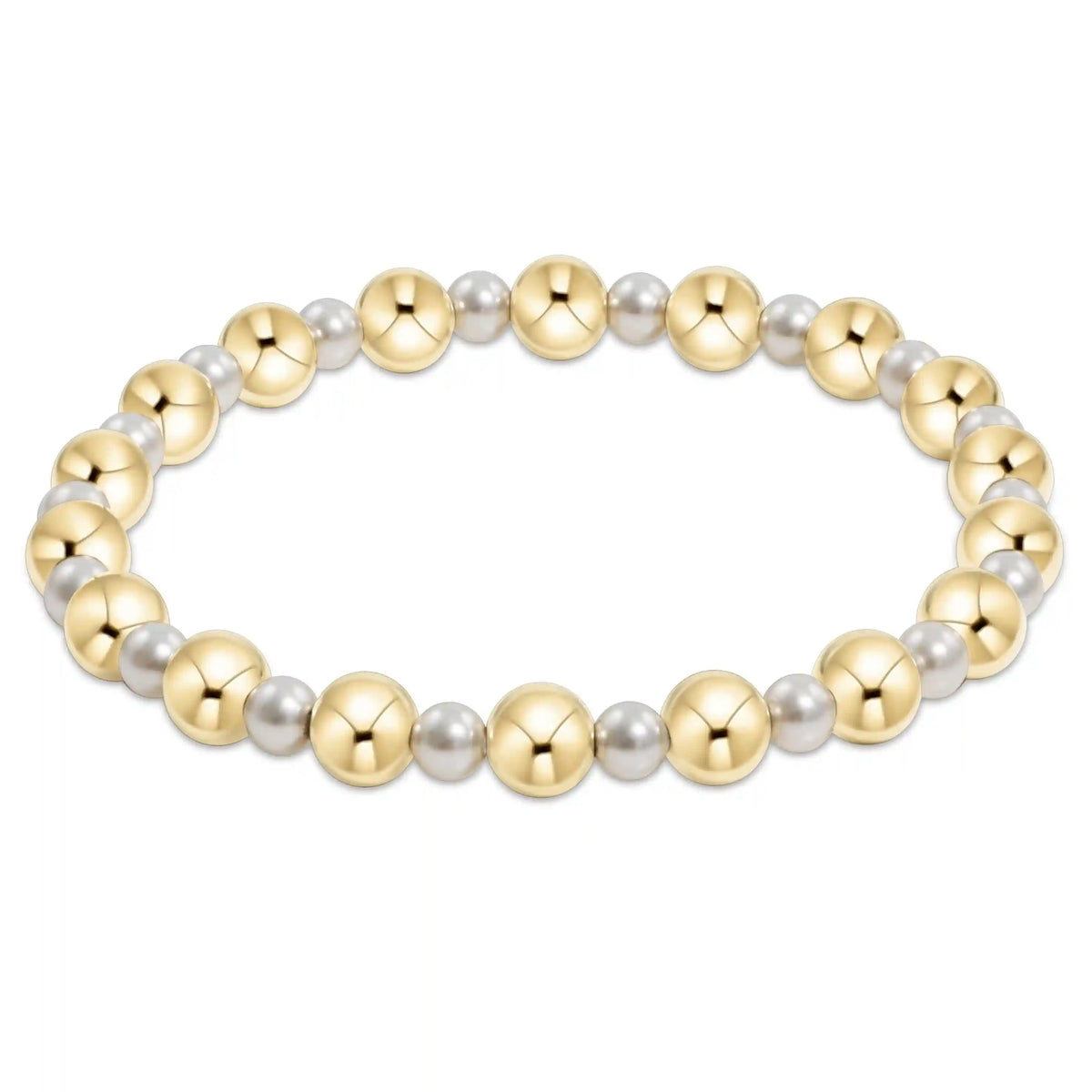 Pearl Grateful Pattern 4mm Bead Bracelet - 6mm Gold