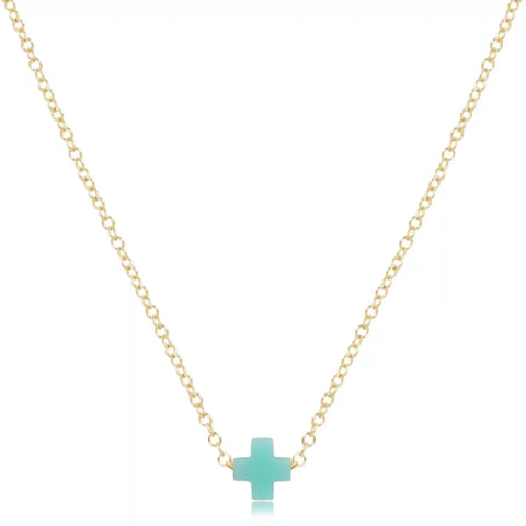 16" Necklace Gold - Signature Cross Small