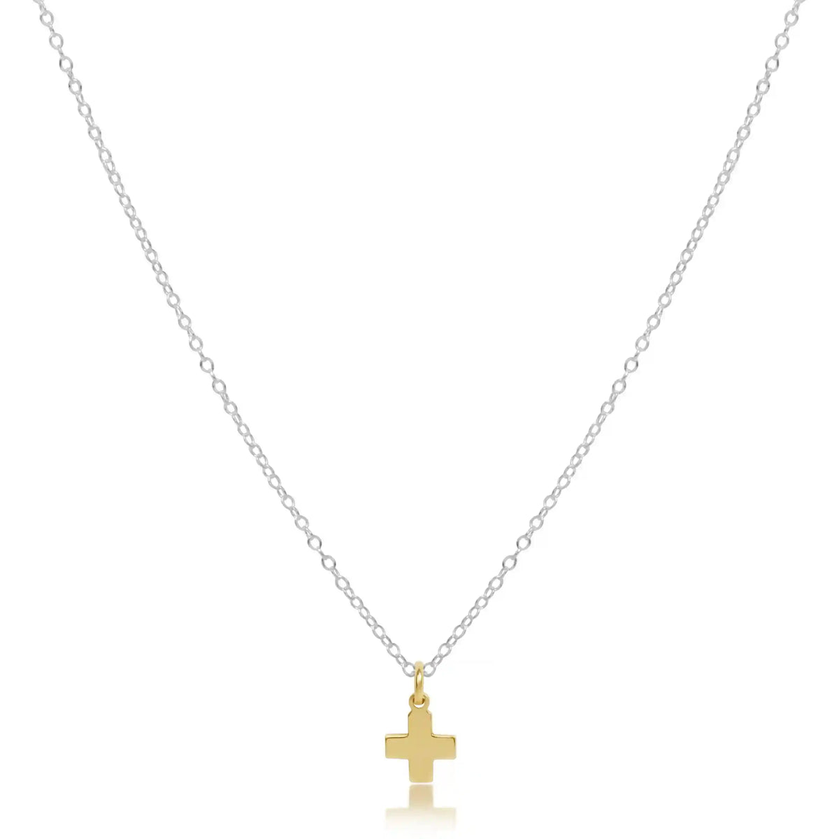 16" Necklace Mixed Metal - Signature Cross Gold Charm