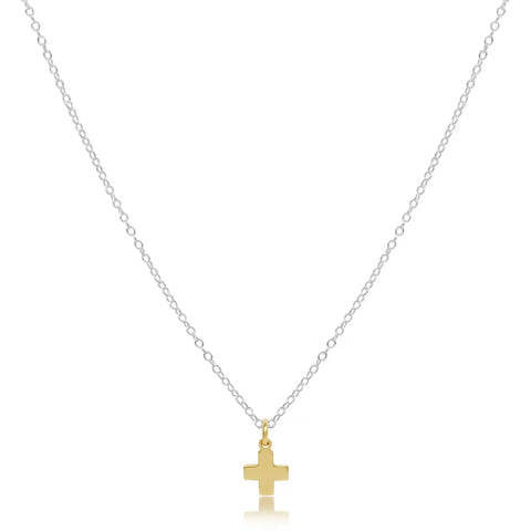 16" Necklace Mixed Metal - Signature Cross Gold Charm