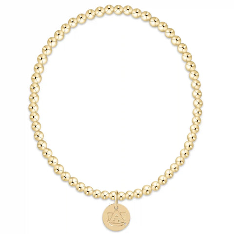eCOLLEGIATE Classic Gold 3mm Bracelet - Auburn Disc