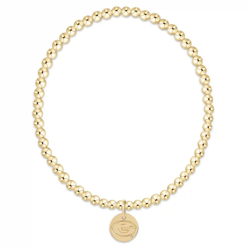 eCOLLEGIATE Classic Gold 3mm Bracelet - UGA Disc