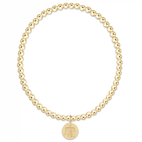 eCOLLEGIATE Classic Gold 3mm Bracelet - Texas A&M Disc