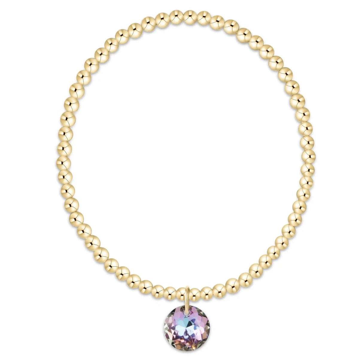Classic Gold 3mm Bracelet - Reflection Charm - 06