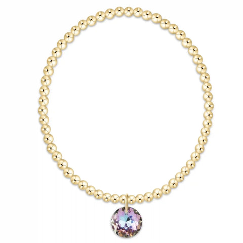 Classic Gold 3mm Bracelet - Reflection Charm - 06