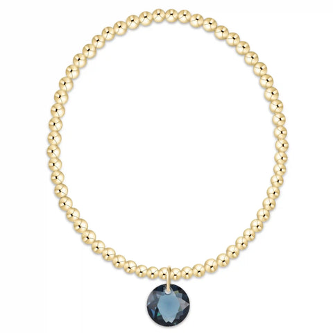 Classic Gold 3mm Bracelet - Reflection Charm - 09