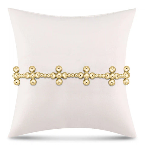 Signature Cross Sincerity Pattern 2.5mm Bead Bracelet - Classic Beaded Signature Cross Gold - 4mm Bead Gold