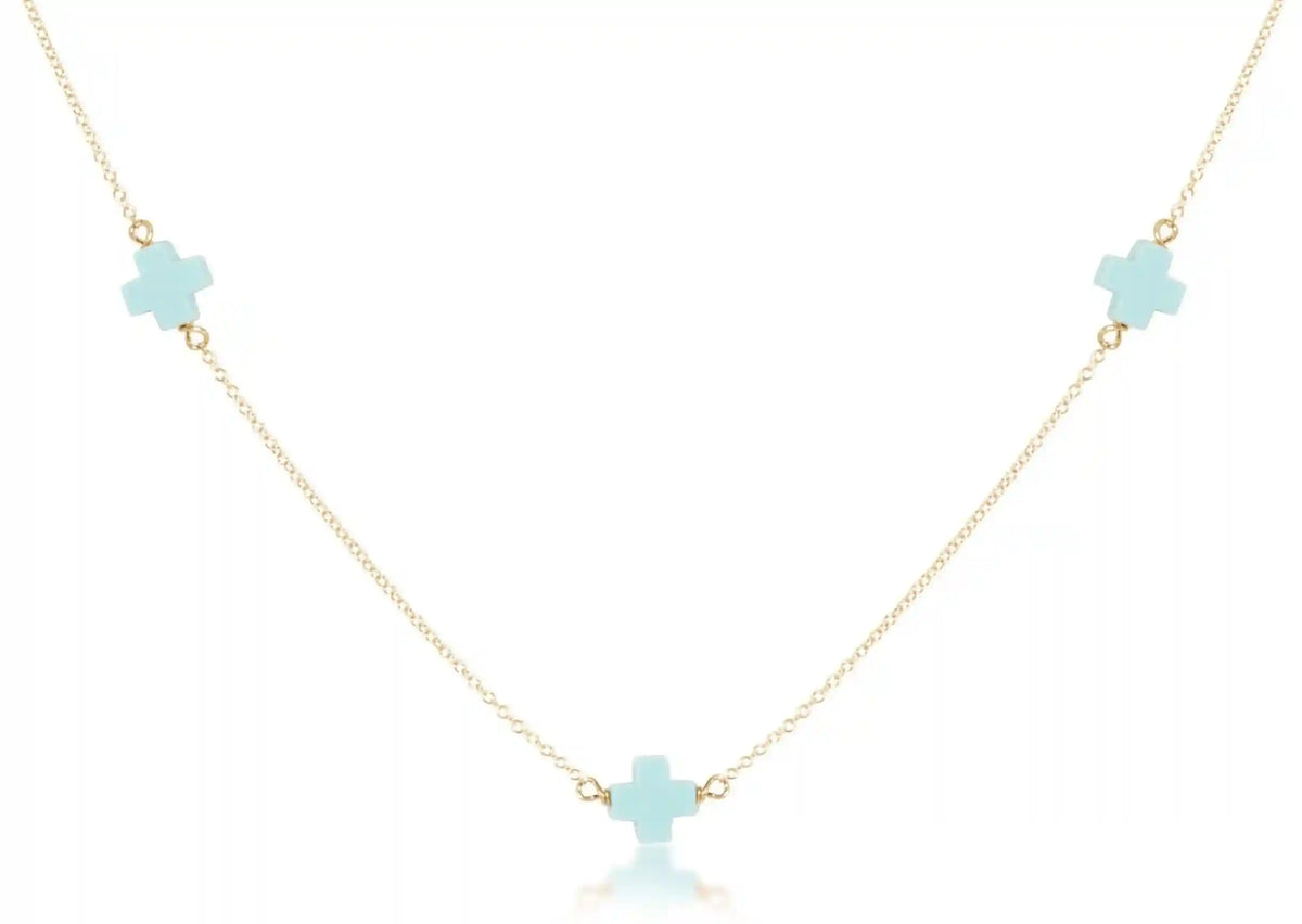 choker simplicity chain gold - signature cross turquoise