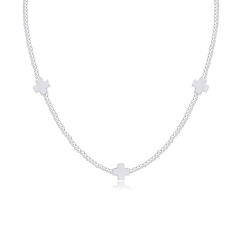 15" Choker Signature Cross Sterling Pattern 2mm Bead - Signature Cross Sterling
