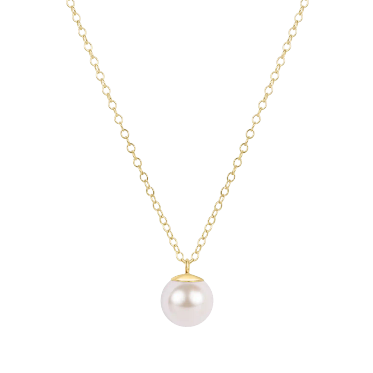 16" Necklace Gold - Classic Pearl 10mm Charm