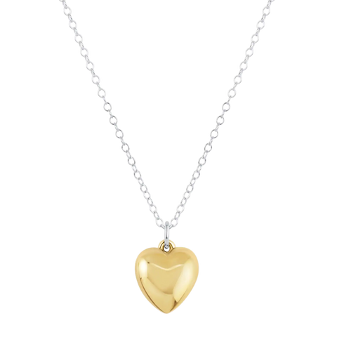 16" Necklace Mixed Metal - Love Plush Gold Charm